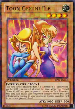 1x (LP) Toon Gemini Elf - BP02-EN033 - Mosaic Rare - 1st Edition YuGiOh - Image 1