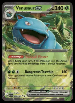 Pokemon Cards Venusaur ex 003/165 151 Double Rare NM - Image 1