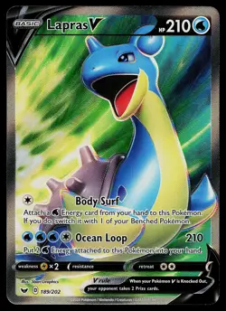 Pokemon Card - Lapras V Sword & Shield Base Set 189/202 Ultra Rare - Image 1