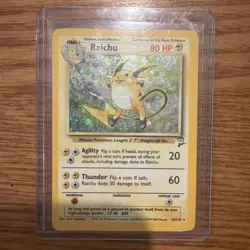 Pokemon TCG Raichu Holo Rare 14/130 Base Set 2 WOTC 2000 Vintage LP - Image 1