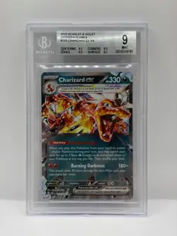 2023 Pokemon OBF EN Charizard ex #125 Extended Art Double Rare BECKETT 9 MINT! - Image 1