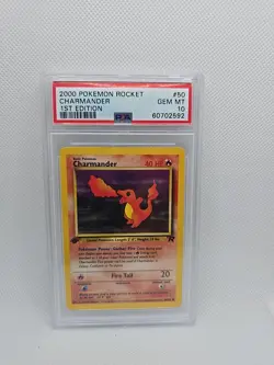 2000 Pokemon Team Rocket Charmander 1st Edition 50/82 PSA 10 Gem Mint 60702592 - Image 1
