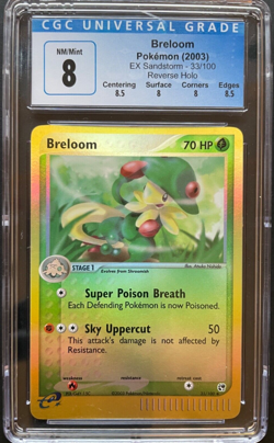 Pokemon 2003 EX Sandstorm Breloom Reverse Holo CGC 8 - Image 1