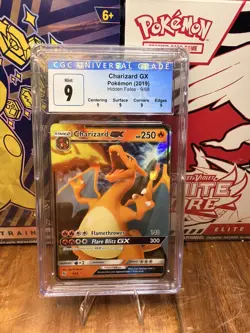 CGC Mint 9 Charizard GX Pokemon 9/68 Hidden Fates - Image 1