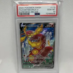 2020 Pokemon Sword & Shield Darkness Ablaze Centiskorch V #179 PSA 10 Gem Mint - Image 1