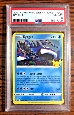 Kyogre Holo Rare #003 - PSA NM-MT 8 - 2021 SWSH Celebrations - Pokemon TCG - Image 1