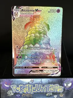 Pokemon Card ALCREMIE VMAX 073/072 SHINING FATES RAINBOW SECRET RARE Played - Image 1