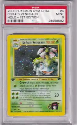 Pokemon Card 2000 Gym Challenge No. 4 Erika's Venusaur Holo First Edition PSA 9 - Image 1