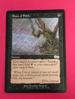 Magic The Gathering 1x RAIN OF FILTH Urza's Saga MtG Black Uncommon LP - Image 1