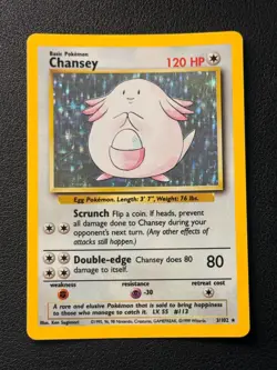 Pokemon Chansey 3/102 Holo Rare Base Set WOTC 1999 MP - Image 2