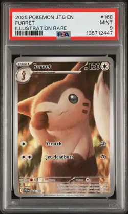 2025 POKEMON JTG EN-JOURNEY TOGETHER 168 FURRET ILLUSTRATION RARE PSA 9 - Image 1