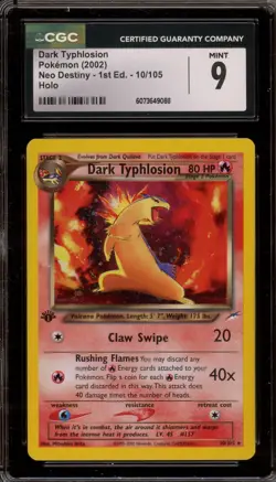 Pokemon Dark Typhlosion Neo Destiny 1st Edition Holo Rare #10 CGC 9 Mint - Image 1