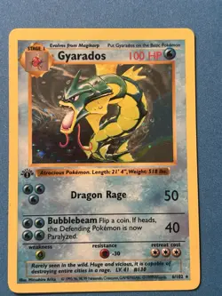 Pokemon Gyarados 6/102 Base Set 1st Edition Shadowless Holo Vintage - Image 1