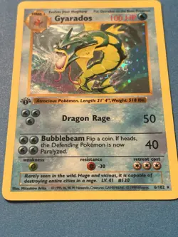 Pokemon Gyarados 6/102 Base Set 1st Edition Shadowless Holo Vintage - Image 4