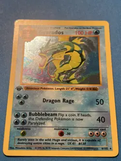 Pokemon Gyarados 6/102 Base Set 1st Edition Shadowless Holo Vintage - Image 5