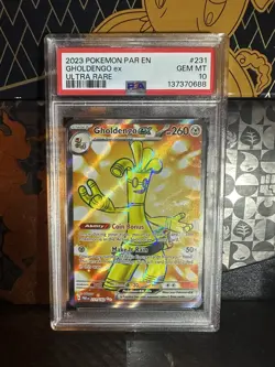 PSA 10 Gholdengo ex Full Art 231/182 Gem Mint 2023 Pokemon Paradox Rift Card - Image 1
