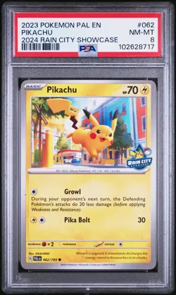 2024 Rain City Showcase Pikachu 62 PSA 8 CS001-102628717 - Image 1