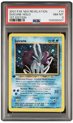 Pokemon Neo Revelation TCG Suicune 14/64 Holo 1st Edition PSA 8 new Cert - Image 1