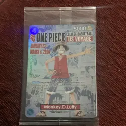 Bandai Namco One Piece CCG Monkey D. Luffy US Voyage Promo Card - Image 1