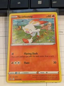 Scorbunny Black Star Promo SWSH244 HD Galaxy Swirl Holo Pokemon Card - Image 1