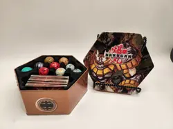 Bakugan Subterra Metal Hexagon Storage Tin w/Storage Inserts, Cards And Brawlers - Image 1