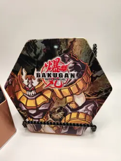 Bakugan Subterra Metal Hexagon Storage Tin w/Storage Inserts, Cards And Brawlers - Image 2
