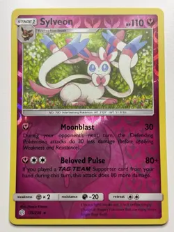 Sylveon 155/236 Pokemon S&M Cosmic Eclipse Reverse Holo Rare Card NM - Image 1