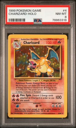 PSA 8 NM/MT 1999 Pokemon Charizard Holo Base Set 4/102 Card - Image 1