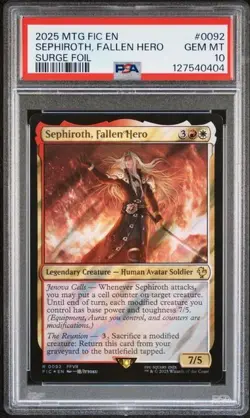 PSA 10 MTG FINAL FANTASY SURGE FOIL SEPHIROTH, FALLEN HERO PSA 10 - Image 1