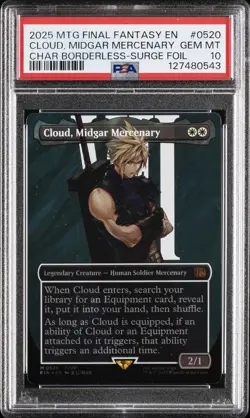 2025 MTG FINAL FANTASY SURGE FOIL #0520 CLOUD, MIDGAR MERCENARY PSA 10 - Image 1