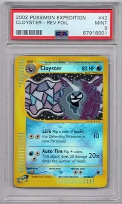 CLOYSTER REVERSE FOIL #42 POKEMON EXPEDITION PSA #67918601 GRADED MINT 9 2002 - Image 1