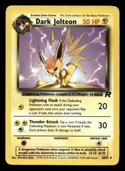 Dark Jolteon 38/82 Uncommon Team Rocket WOTC Pokemon LP - Image 1