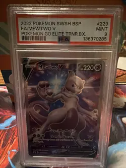 PSA 9 Mewtwo V Black Star Promo SWSH229 - English Pokemon Go ETB - Image 1