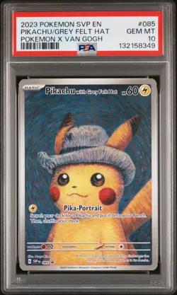 2023 POKEMON SVP EN-SV BLACK STAR PROMO #085 PIKACHU WITH GREY FELT HAT PSA 10 - Image 1