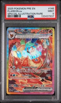 2025 POKEMON PRISMATIC EVOLUTIONS #146/131 FLAREON EX SPECIAL ILLUSTRATION PSA 9 - Image 1