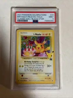 Pokemon 2021 Celebrations Birthday Pikachu Holo #24 Black Star PSA 9 - Image 1