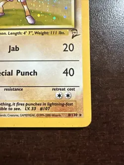 Hitmonchan 8/130 Holo Rare Pokemon TCG Base Set 2 MP - Image 4
