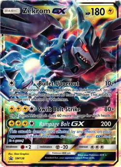 Pokemon TCG Sun & Moon Zekrom GX SM138 Black Star Promo Ultra Rare HEAVY DMG - Image 1