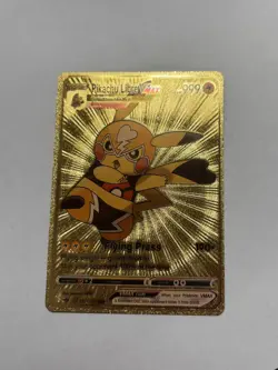 Pikachu Libre Vmax Cosplay Gold Foil Fan Art Display Card 999HP NM - Image 1
