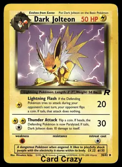 Dark Jolteon 38/82 Uncommon - Team Rocket Pokemon Card - Image 1