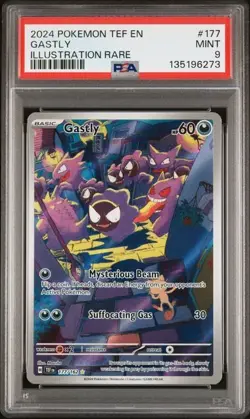 2024 Pokemon Temporal Forces Gastly Illustration Rare #177 PSA 9 - Image 1