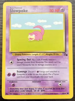 Slowpoke 55/62 Pokemon TCG WOTC Base Set Fossil Moderately Played MP - Image 1