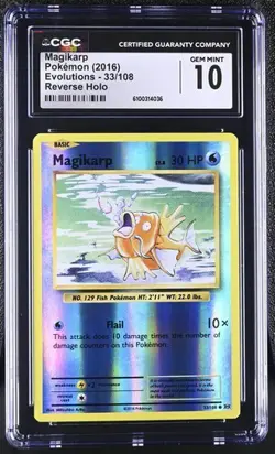 Magikarp *CGC 10* Reverse Holo *Evolutions* #33 *2016* Pokemon - Image 1