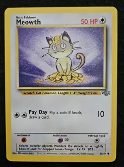 NM Meowth 56/64 - Jungle Set Unlimited - WOTC - Pokemon Card - 1999 - Excellent - Image 1