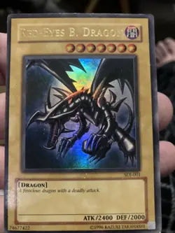 Yu-Gi-Oh! TCG Red-Eyes Black Dragon SDJ-001 Vintage Holo Rare Card 1996 - Image 1