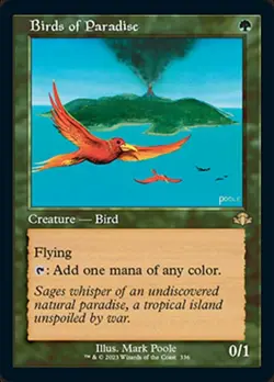 MTG Birds of Paradise - Foil - Retro Frame, Light Play, English Dominaria Remast - Image 1