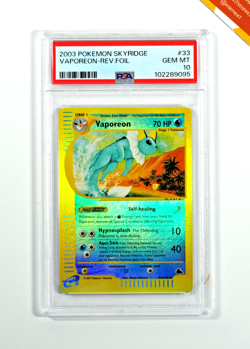 Pokemon PSA 10 Vaporeon #33 Reverse Foil Skyridge 2003 English - Image 1