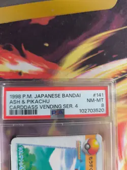 Pokemon Card Pikachu & Ash #141 Carddass Vending Anime Collection Japanese PSA 8 - Image 4