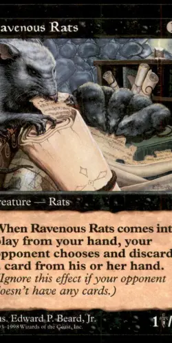 Ravenous Rats LP Light Play Portal Second 2nd MTG [7632] - Image 1