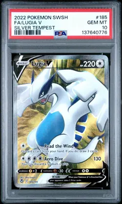 2022 POKEMON SWORD & SHIELD SILVER TEMPEST #185 FULL ART/LUGIA V PSA 10 - Image 1